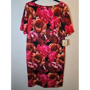 Maya Brooke Short Sleeve Floral Dress Size 14